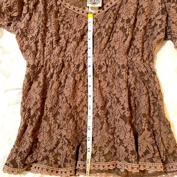 Rod’s Western Wear brown lace shirt women’s large - Picture 7 of 10